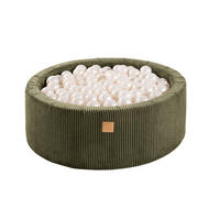 BÄLLEBAD für Kinder, Cord, Khaki - Koralle/Salbeigrün, Textil (90/90/30cm) - MeowBaby