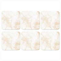 GLASUNTERSETZER 6er-Set Marmor - Weiß - Gold - Luxus 10x10 cm - Creme, Naturmaterialien (10/0.2cm) - MuchoWow