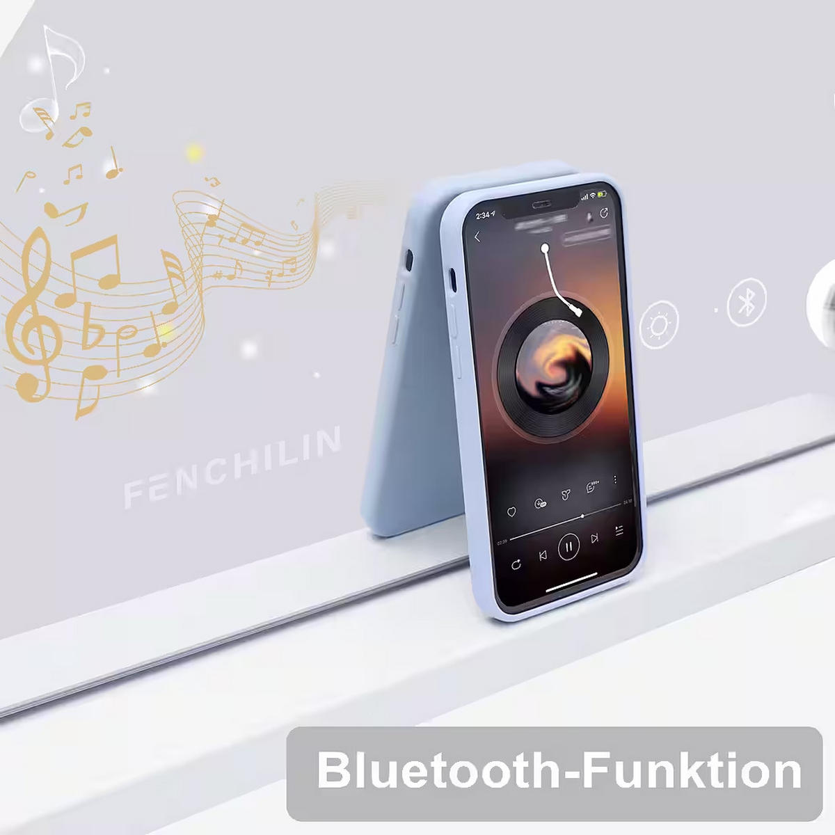 SPIEGEL mit Beleuchtung LED Bluetooth weiß 80/58 cm - Weiß, Metall (80/58/3cm) - VANITII