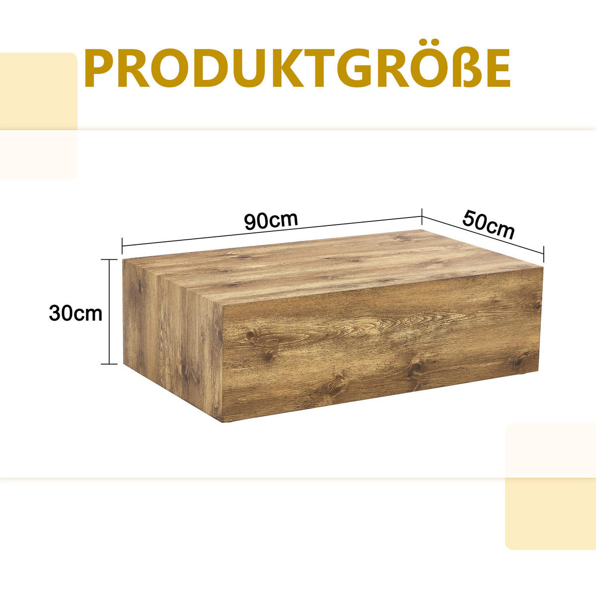 COUCHTISCH 90/50/30 cm aus MDF in Holzoptik ohne Montage - Kieferfarben, Holzwerkstoff (90/50/30cm) - OKMYHOME