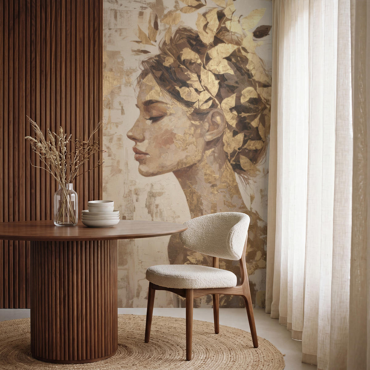 TAPETE - Frau - Gold - Abstrakt - Textur - 120x200 cm - Goldfarben, Papier (120/200cm) - OnlyWow