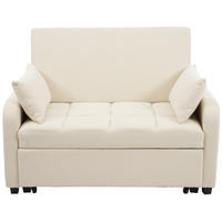 SCHLAFSOFA Klappsofa Baumwolle-Leinen mit verstellbarer Rückenlehne Beige 127/75/94 cm - Beige, Textil (75/94/127cm) - Redom