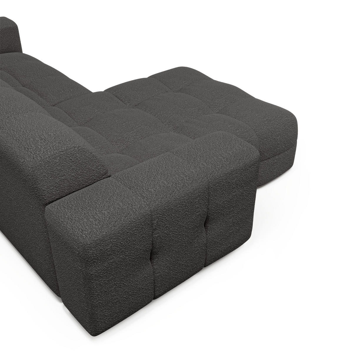 ECKSOFA LINKS Bouclé-Stoff Graphitgrau 230cm - Graphitfarben/Grau, Textil (155/230cm) - Sia Home