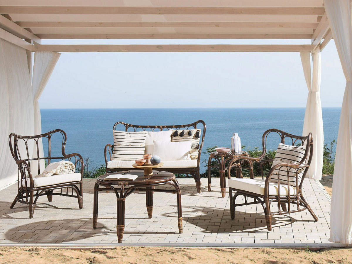 GARTENMÖBEL-SET 4-sitzer Rattan Braun Brindisi - Braun, Naturmaterialien - Beliani