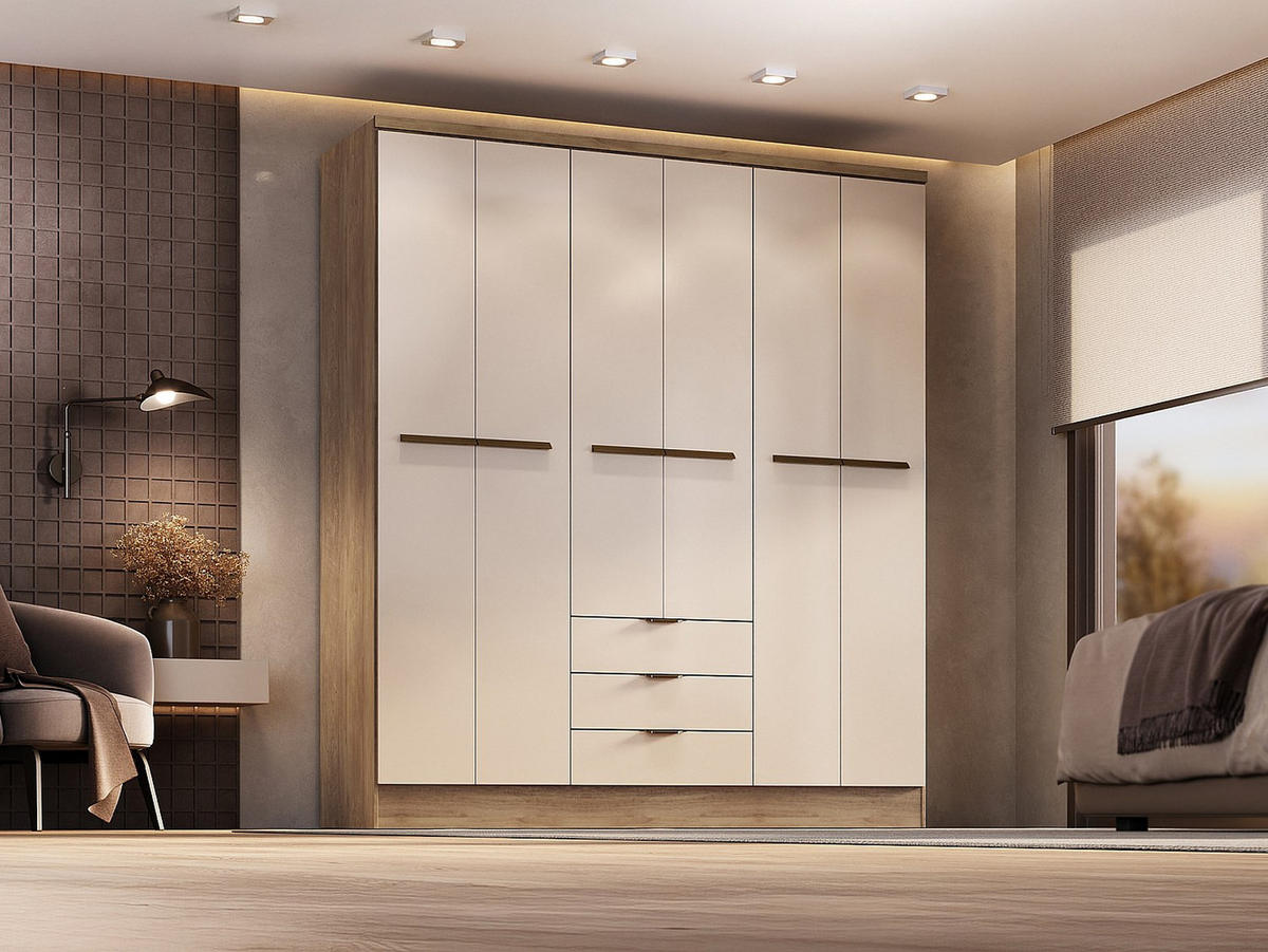 KLEIDERSCHRANK - 180 cm x 46.5 cm - Holz, Platte - Beige, Naturfarben Hell PEROLI - Beige/Naturfarben, Holz (180/206/46.5cm) - Vente-Unique