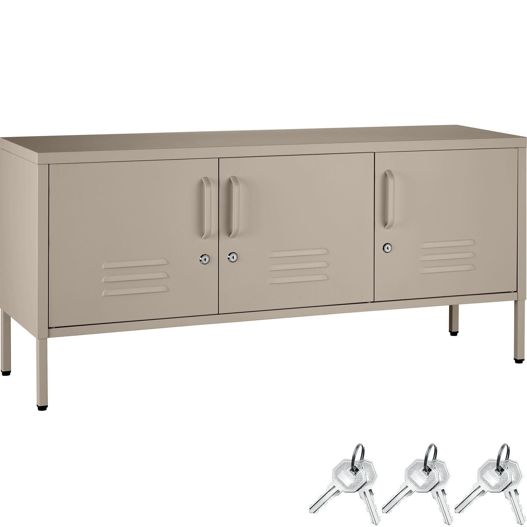 SIDEBOARD Baker, Kippschutz, höhenverstellbare Füße, taupe - Taupe, Metall (120/55.5/37.5cm) - tectake