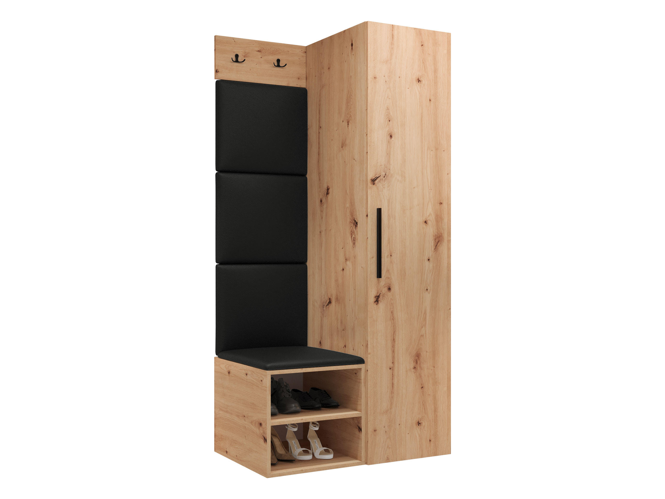 GARDEROBEN-SET Medi III - Schwarz/Eiche Artisan, Holzwerkstoff/Kunststoff (40/191/50cm) - MIRJAN24