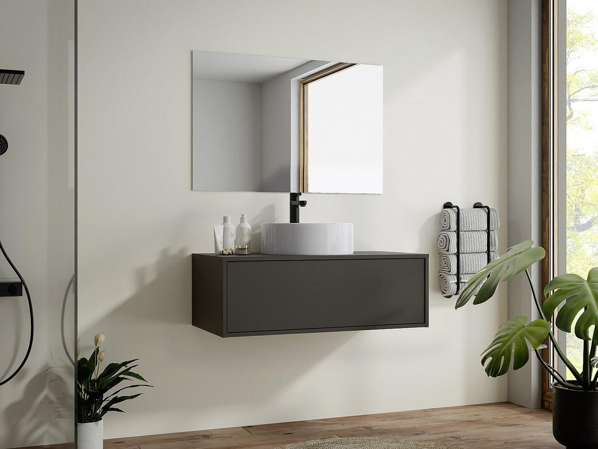 EINZELWASCHTISCH - 94 cm x 47 cm - Holz, Platte - Anthrazitgrau - TEANA - Anthrazit, Holz (94/32/47cm) - Vente-Unique