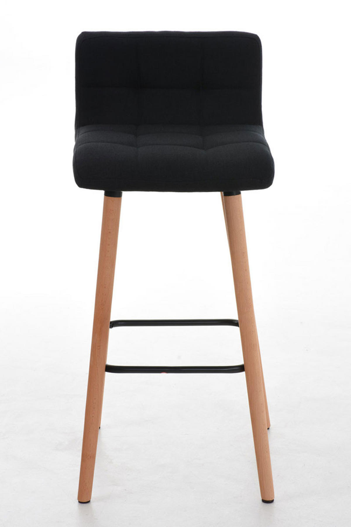 BARHOCKER 2er Set Stoff schwarz - Eukalyptusholzfarben/Schwarz, Holz/Textil (42/94/49cm) - CLP