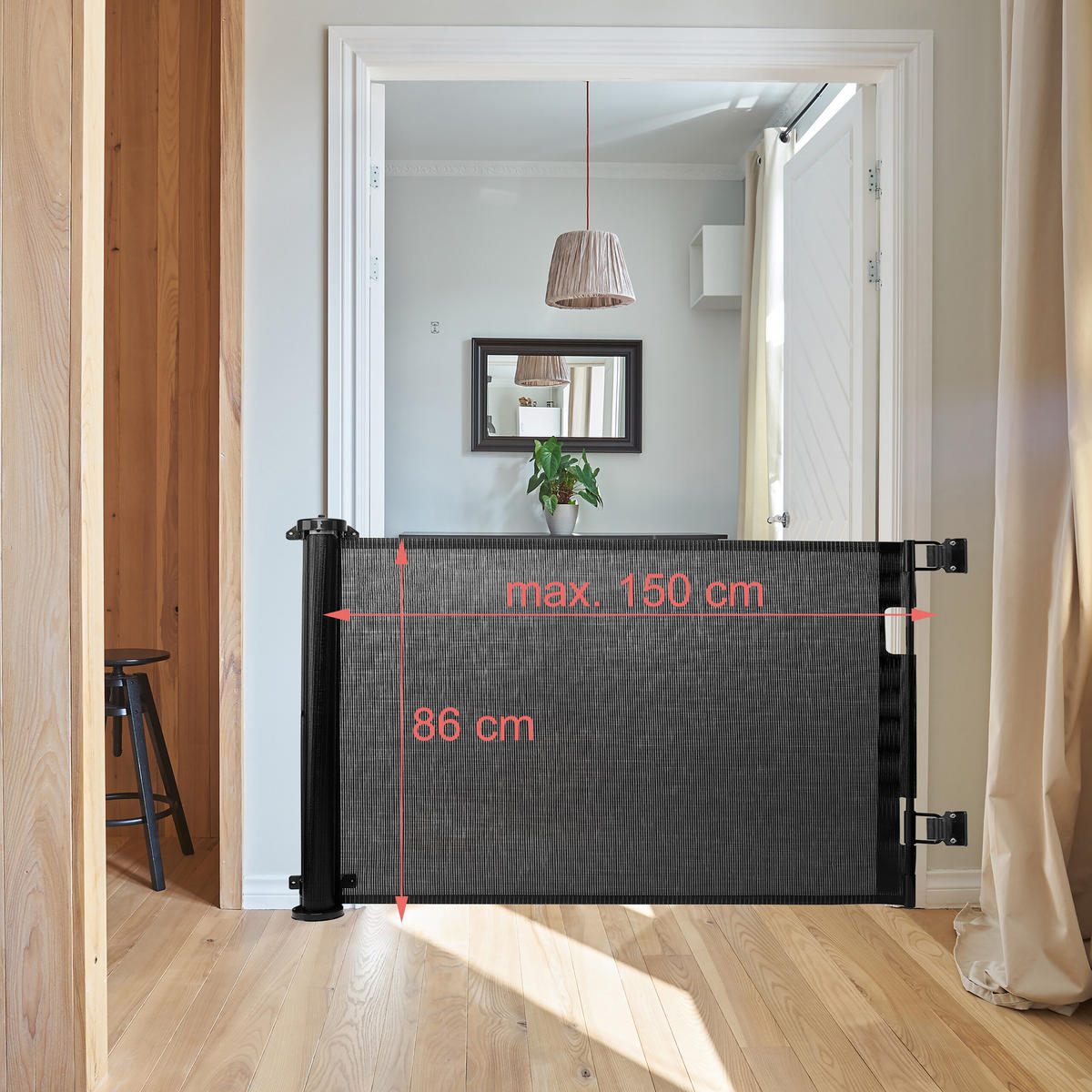 TÜRSCHUTZGITTER - Schwarz, Kunststoff/Metall (150/1cm) - Relaxdays