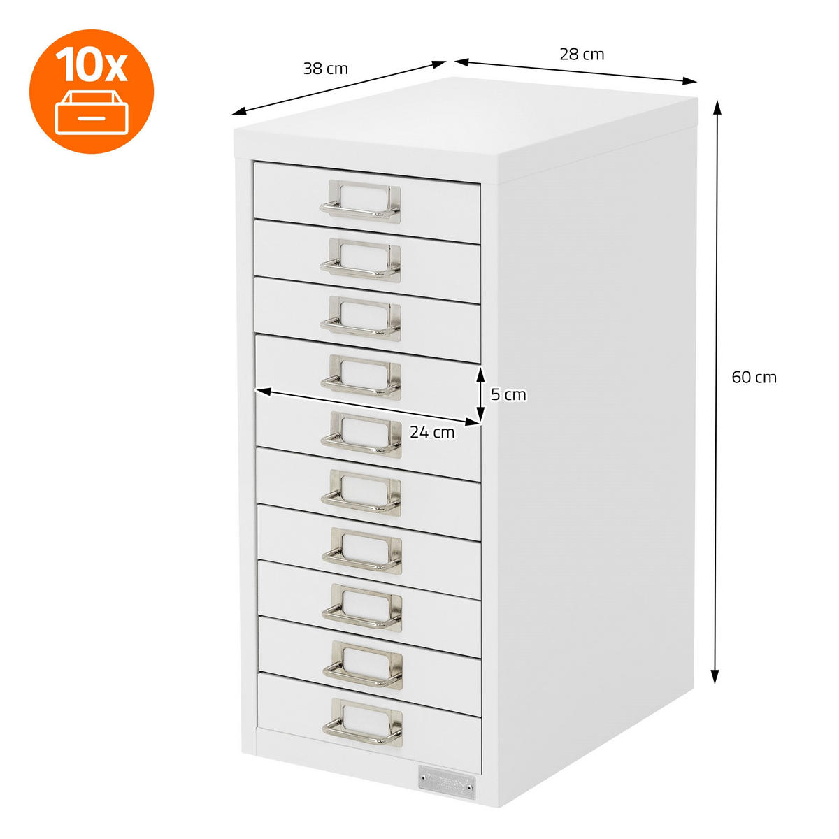 AKTENSCHRANK - Weiß, Metall (38/60/28cm) - ML-DESIGN
