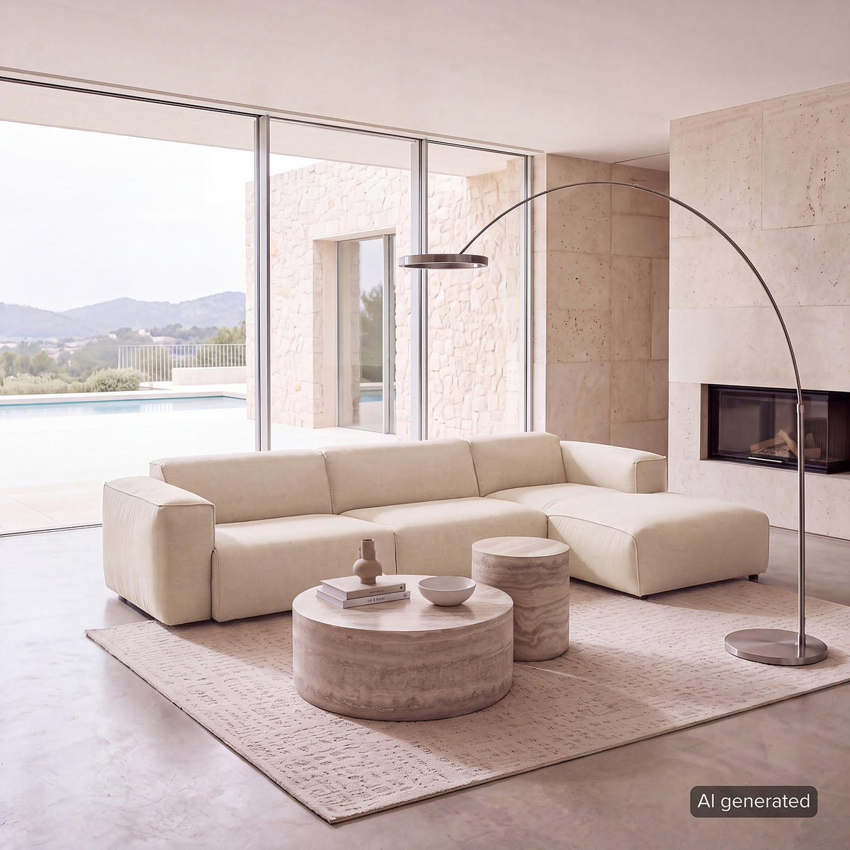 3-SITZER ECKSOFA mit Longchair - Beige/Schwarz, Kunststoff/Textil (317/173cm) - home24