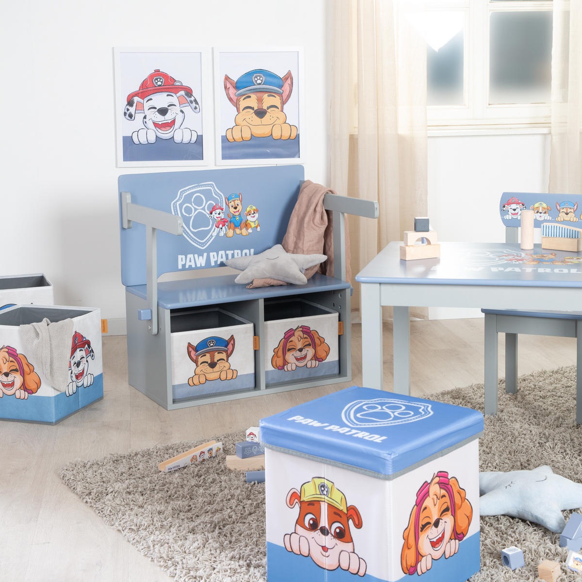 KLAPPBARE SITZBANK Paw Patrol - Multicolor, Holzwerkstoff (60/65.5/35cm) - Roba