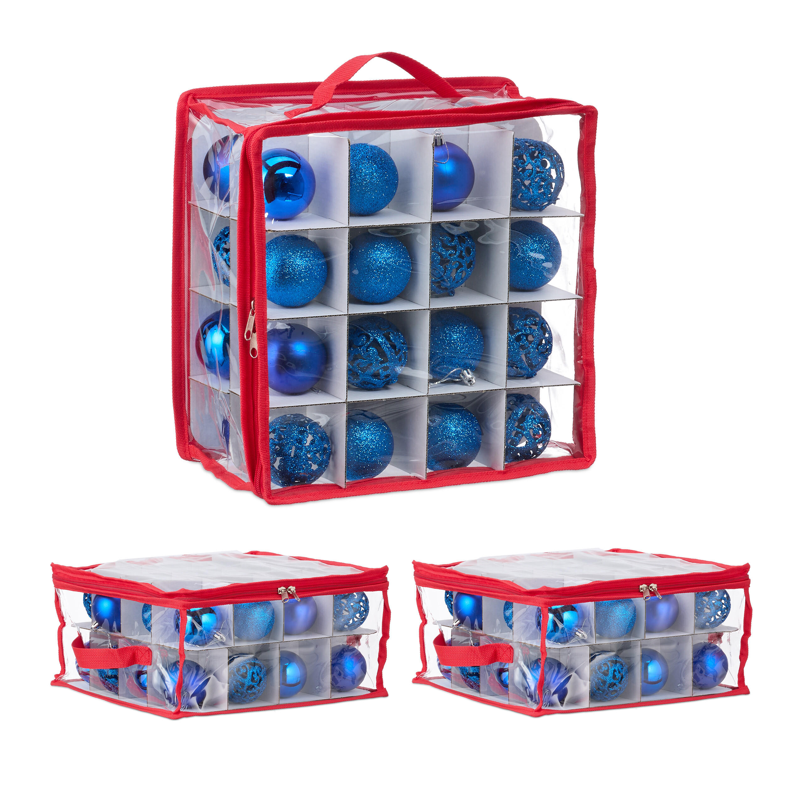 3XWEIHNACHTSKUGEL-AUFBEWAHRUNGSBOX - Multicolor, Papier/Kunststoff (32/16/32cm) - Relaxdays