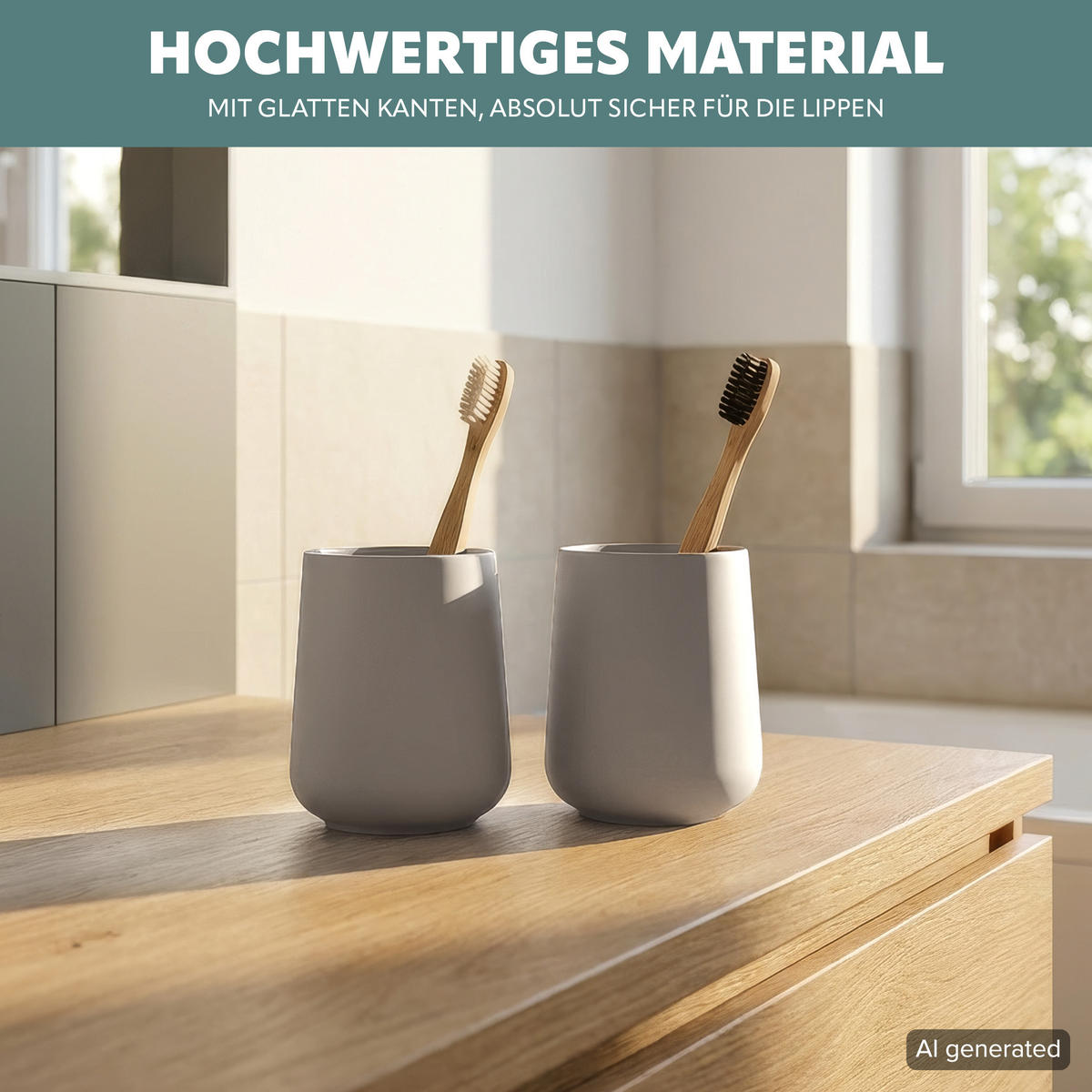 BECHER-SET TESERO 2tlg., Soft-Touch, taupe - Taupe, Kunststoff (8.5/10.5/8.5cm) - eluno