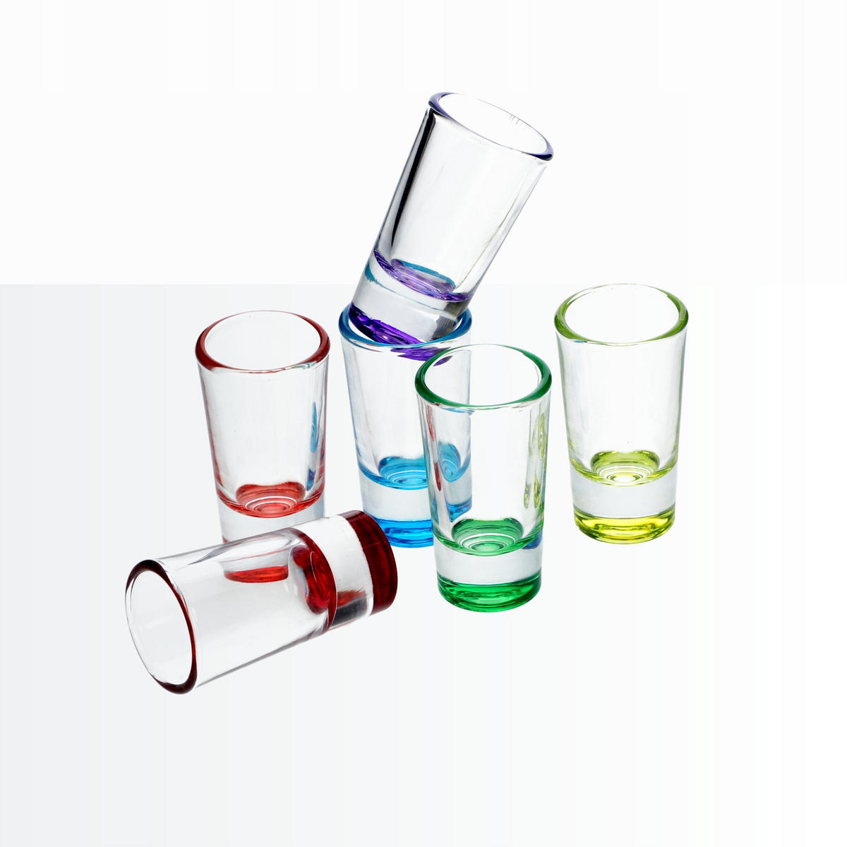 SCHNAPSGLÄSER, Mehrfarbig, 28 ml 12 Stück - Blau/Gelb, Glas (0.028L) - KADAX