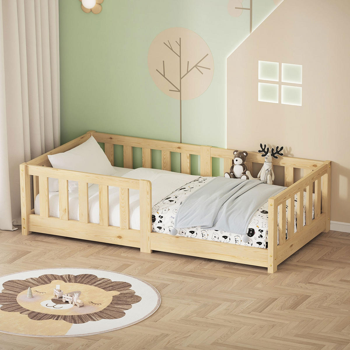 KINDERBETT 70x140 cm Natur aus Kiefernholz - Naturfarben, Holz (70/140cm) - ML-DESIGN
