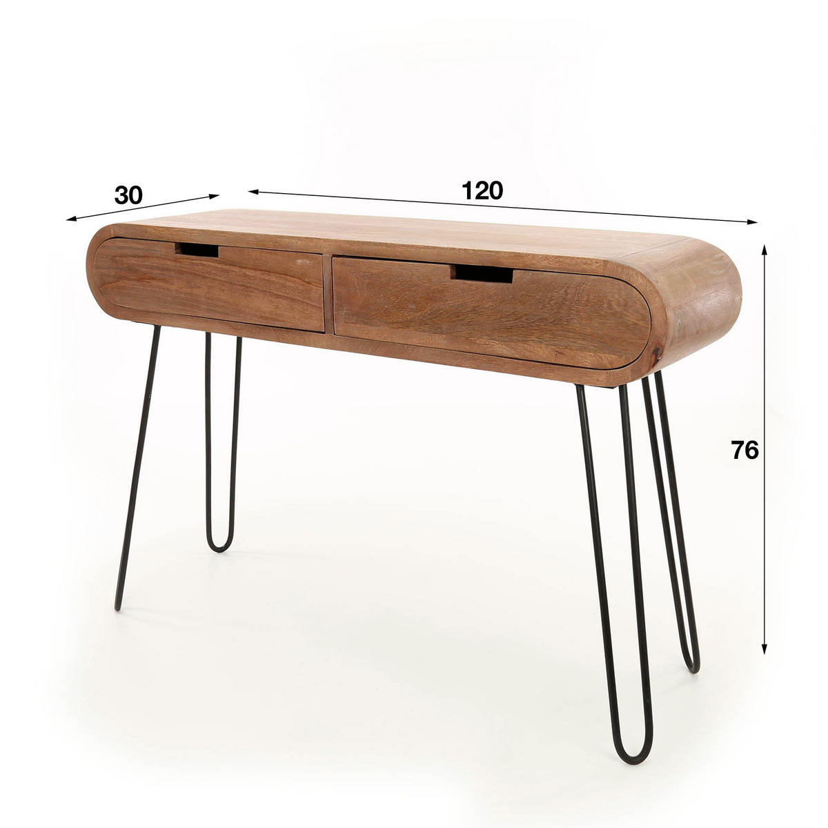 SCHMINKTISCH Fass Braun 120/30/76 cm - Braun, Holz (120/30/76cm) - Hoyz Collection