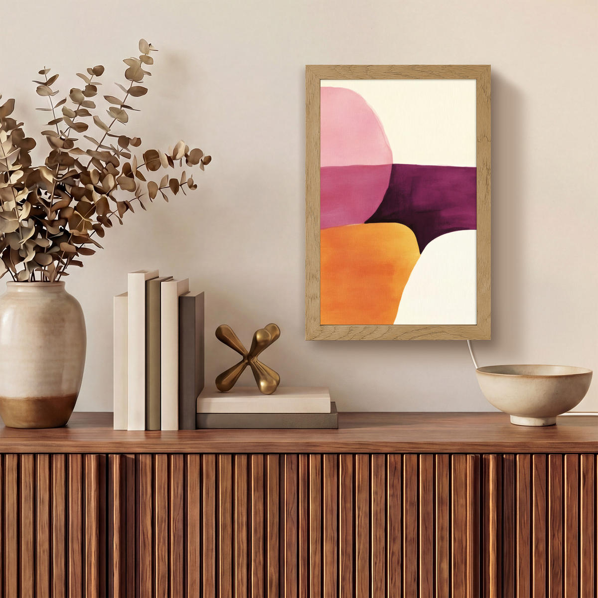NÁSTĚNNÁ LAMPA Tvary - abstraktní - barevné 20x30 cm - růžová, kompozitní dřevo (20/30/8cm) - OnlyWow