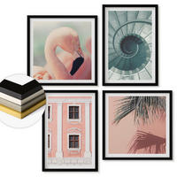WANDBILDER 4er-Set - 50x50 cm & 40x60 cm Schwarzer Rahmen - Architektur-Pastellmuster - Schwarz, Kunststoff (50/50cm) - ArtPrintCave