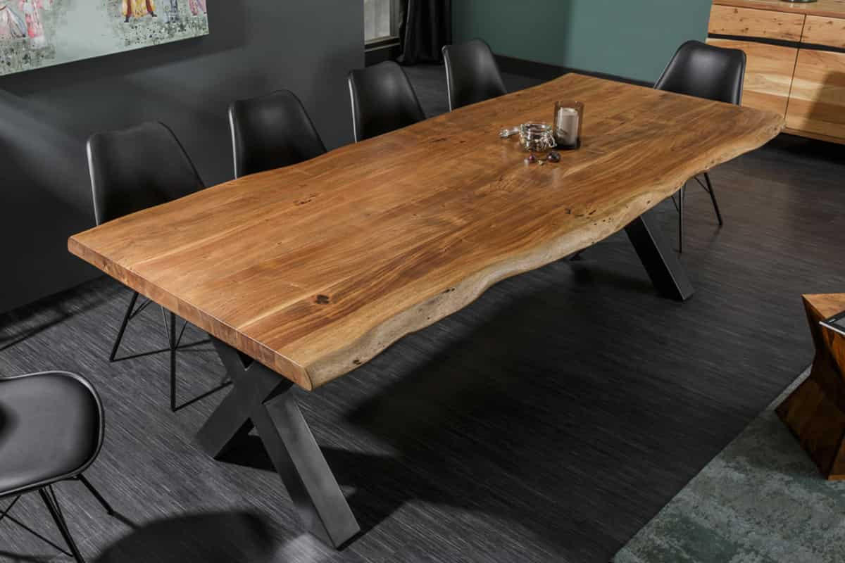 ESSTISCH MAMMUT NATURE Akazie Natur|Anthrazit 200cm - Braun/Grau, Holz/Metall (100/200/77cm) - riess-ambiente