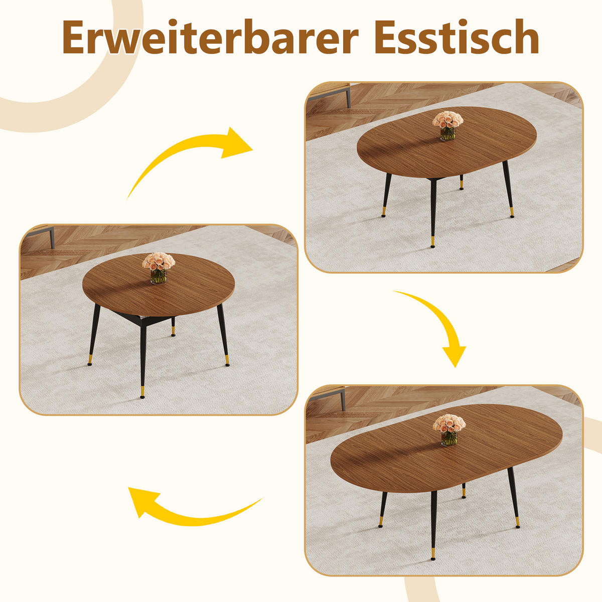 AUSZIEHTISCH Walnussoptik Schwarz 160-200/120/74 cm - Schwarz, Holz (120/200/73.66cm) - PANGIVO