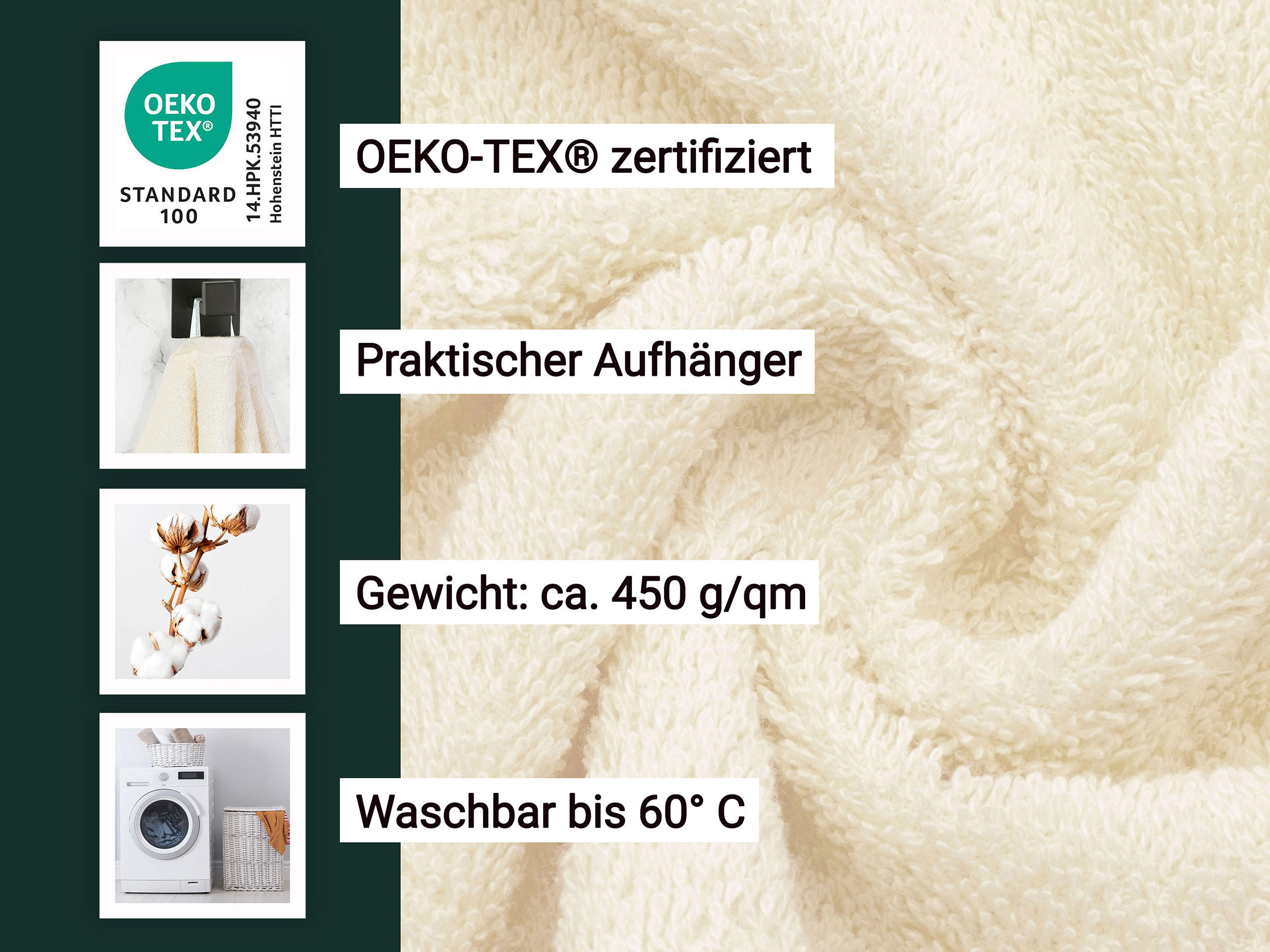 SAUNATUCH, 2er-Set, 70x180 cm, 100% Baumwolle, Beige - Beige, Textil (70/180cm) - Zollner