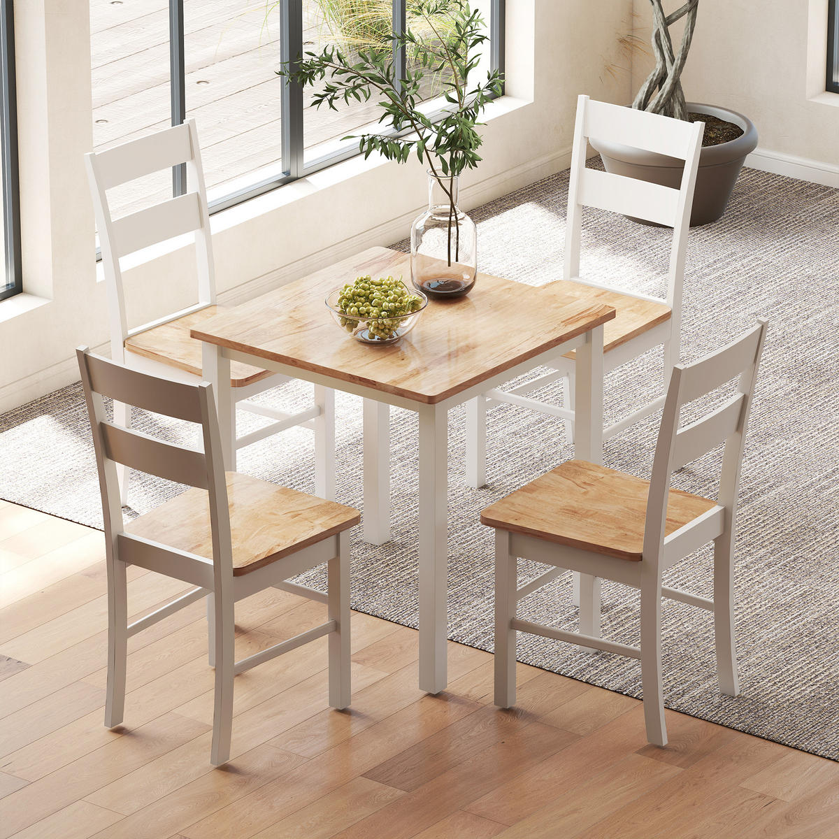 ESSTISCH 69 x 69 cm Esszimmerstühle 2er Set Küchentisch für 2-4 Personen Eiche - Eichefarben/Weiß, Holz (69/75/69cm)