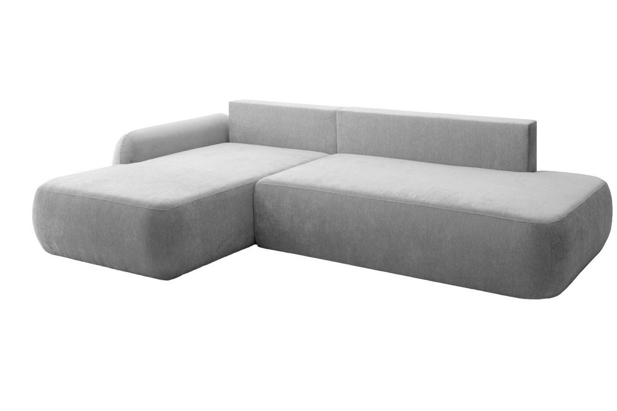 ECKSOFA Mit Schlaffunktion Und Bettkasten, Velvet-Stoff Vena, Grau, Links, HELA I - Grau, Holz (302/184cm) - Kaiser Möbel