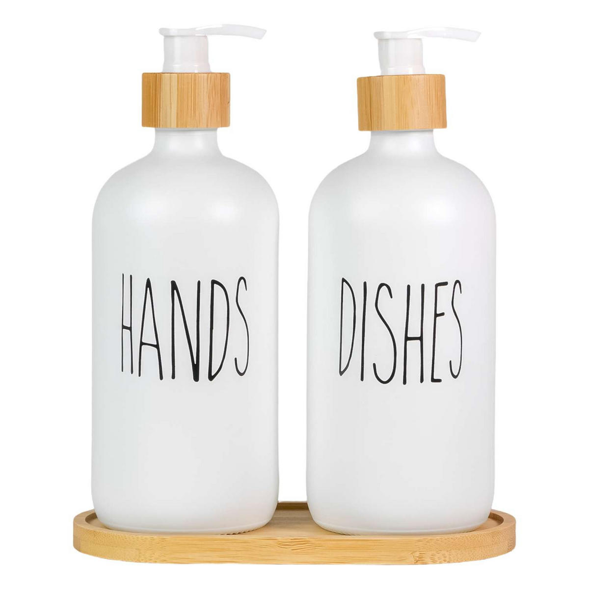 SEIFENSPENDER SET 500ml mit Tablett (3-tlg.) - Weiß, Glas (8.8/20.6/17.4cm) - Intirilife