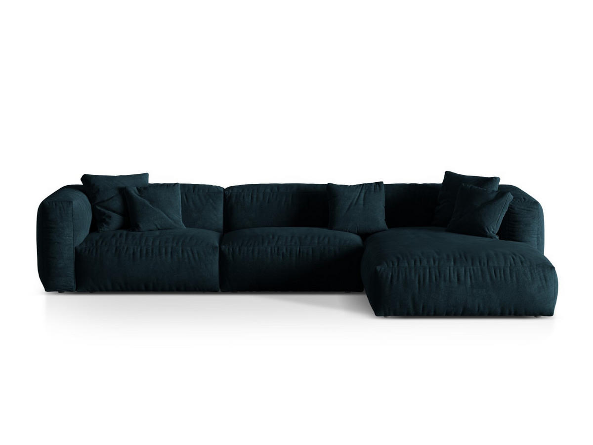 ECKSOFA modular rechts Martina aus Samt dunkel petrol 3 Sitzplätze - Petrol, Textil (176/332cm) - Micadoni