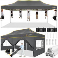 FALTPAVILLON 3x6m Grau Wasserdicht Stabil 6 Seitenteile - Grau, Textil (300/320/600cm)