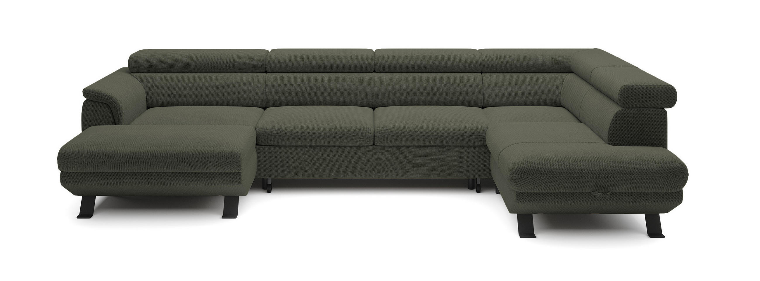 ECKSCHLAFSOFA Raven XL, Verstellbaren Kopfstützen, Bettkasten, Großes Sofa 334x198x162cm Rechte, Taupe - Taupe, Holz/Textil (334/198cm) - DomoHome