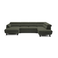ECKSCHLAFSOFA Raven XL, Verstellbaren Kopfstützen, Bettkasten, Großes Sofa 334x198x162cm Rechte, Taupe - Taupe, Holz/Textil (334/198cm) - DomoHome