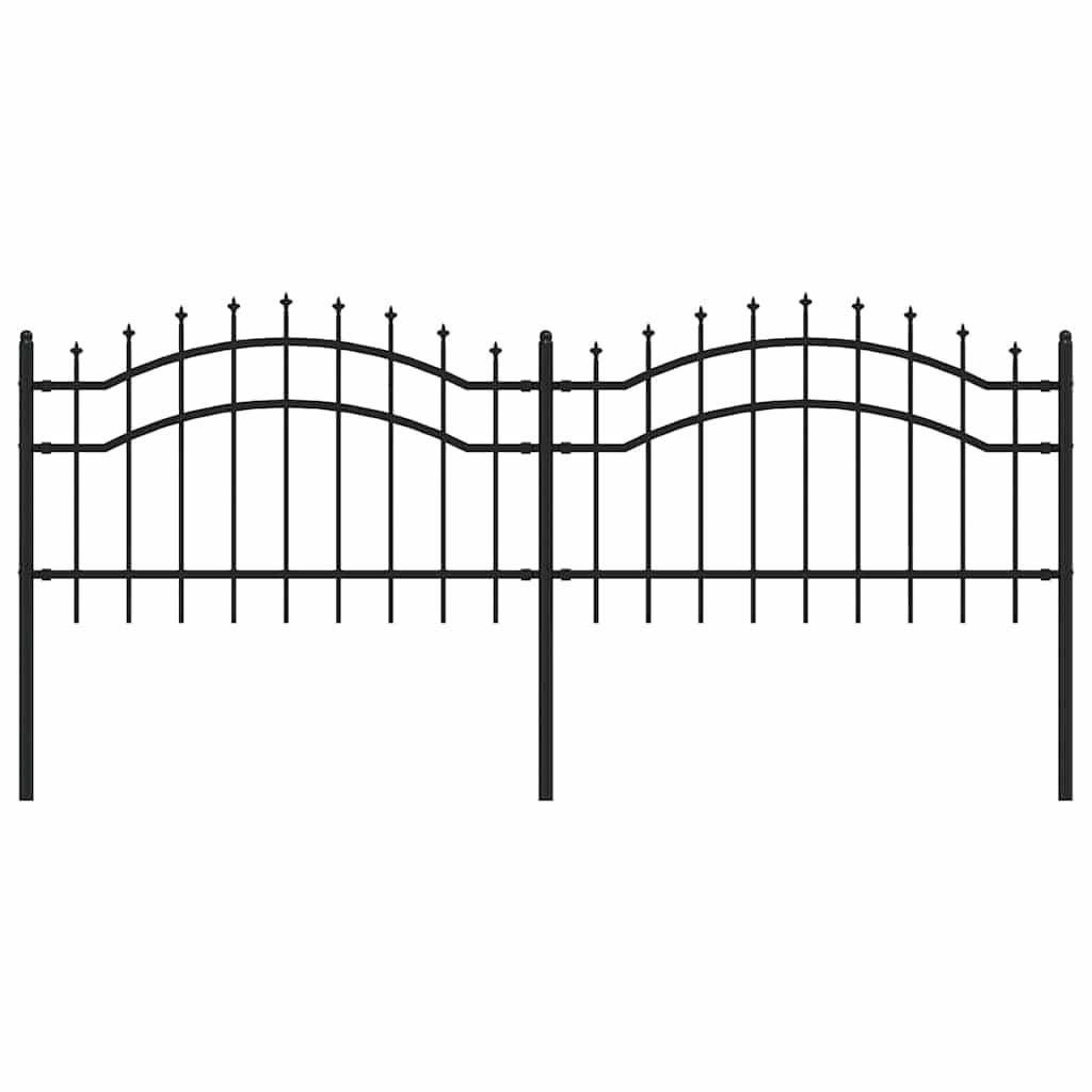 GARTENZAUN Mit Speerspitze Schwarz 240/75 Cm Stahl - Schwarz, Metall (5/115cm) - vidaXL