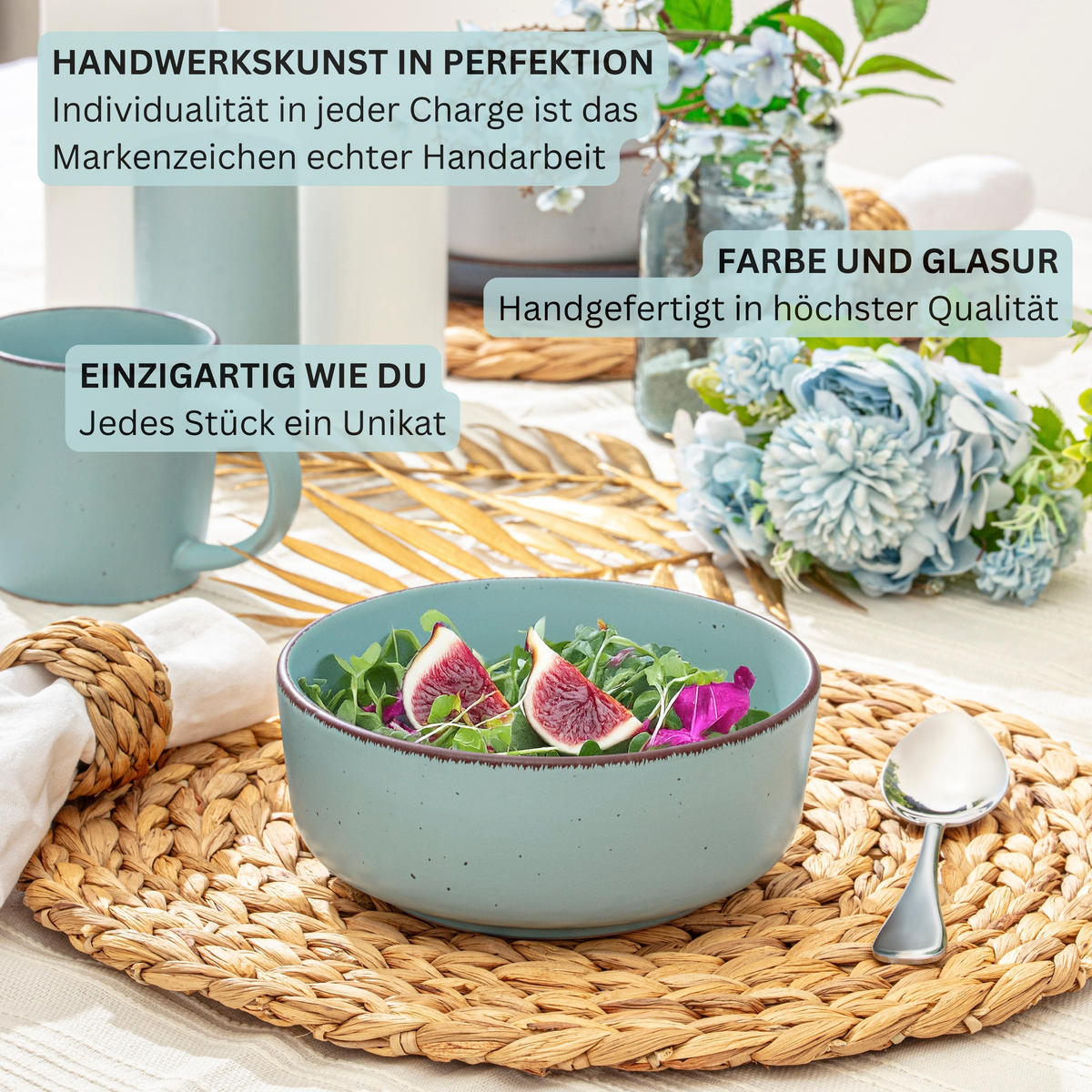 SCHALEN BOMBAY BREEZE - 4 teilig aus Steingut - Hellblau, Stein (16.5/16.5/6.5cm) - Sänger