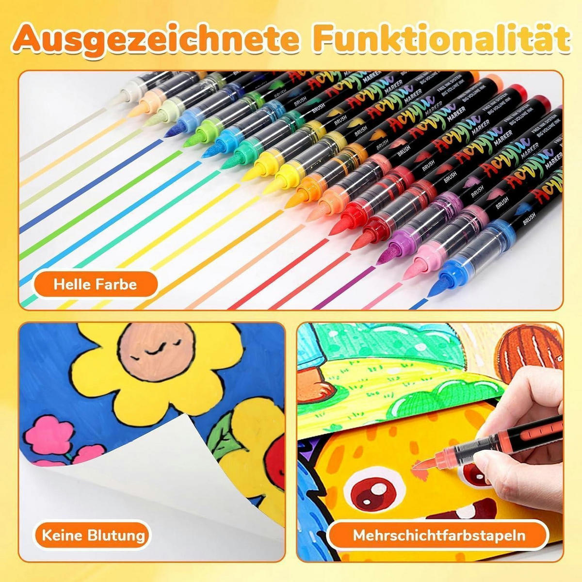 ACRYL Marker Set 48 Farben Pinselspitze - Multicolor, Kunststoff (10/10/15cm)