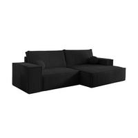 ECKSOFA NEPTUN 255/148 in Cord Schwarz rechts - Schwarz, Holz/Holzwerkstoff (255/148cm) - Deine Möbel 24