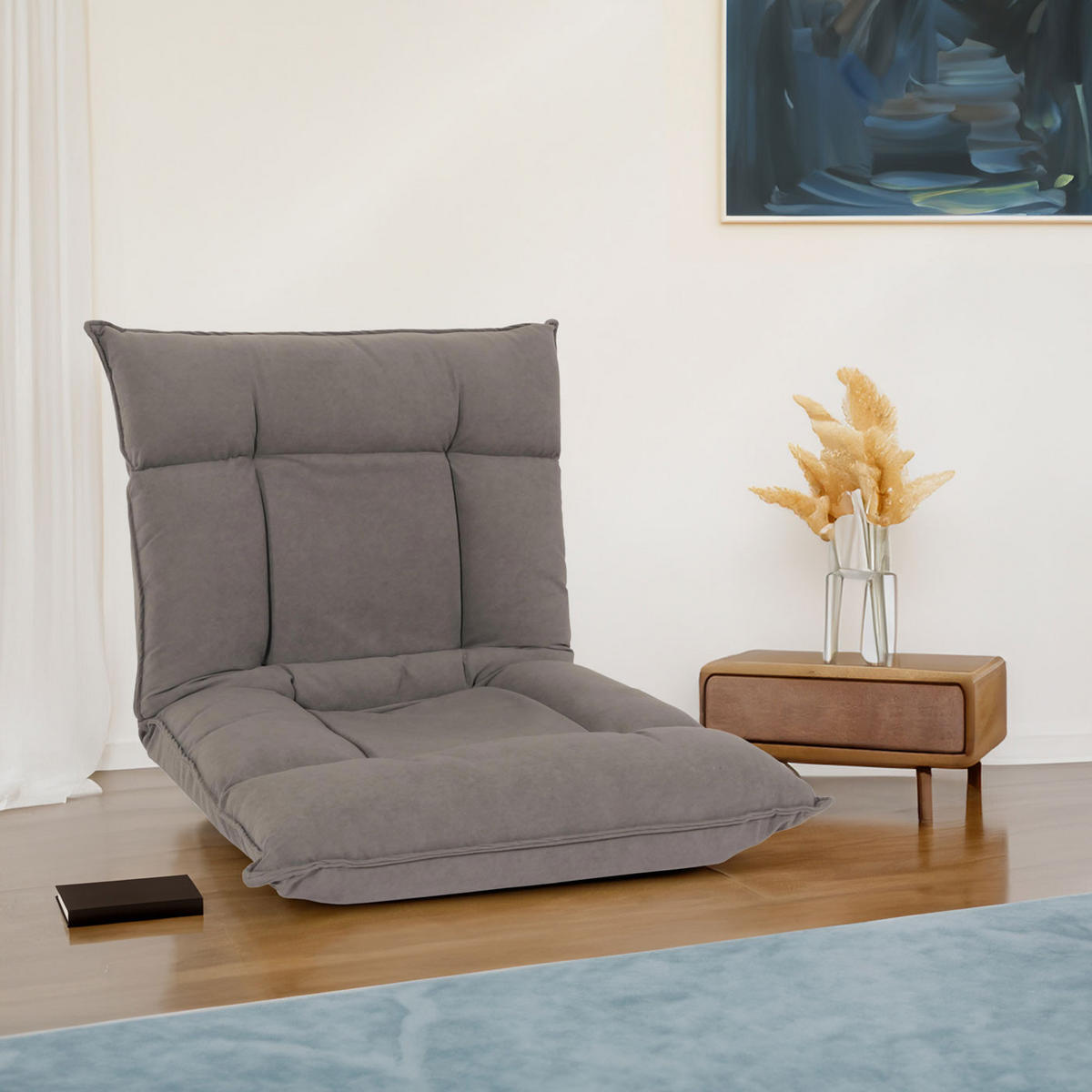 KRESLO NA PODLAHU Šedá - sivá, textil (110/14/57cm) - MCW