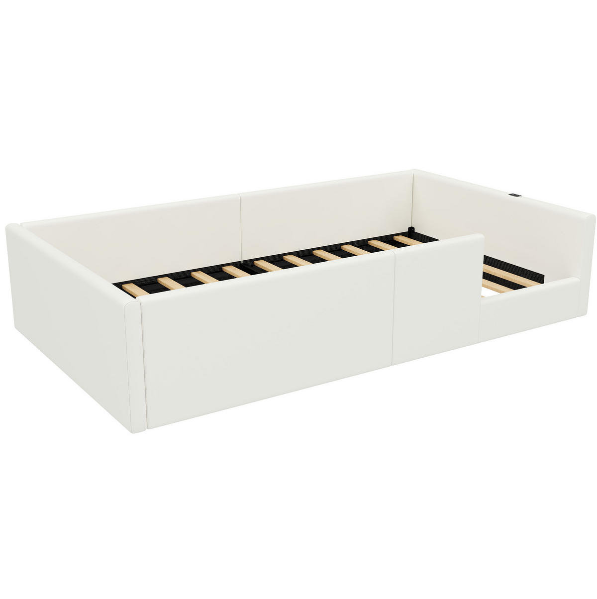 POLSTERBETT 90/200 cm weiß aus MDF mit Ladestation - Weiß, Holzwerkstoff (90/200cm) - OKWISH