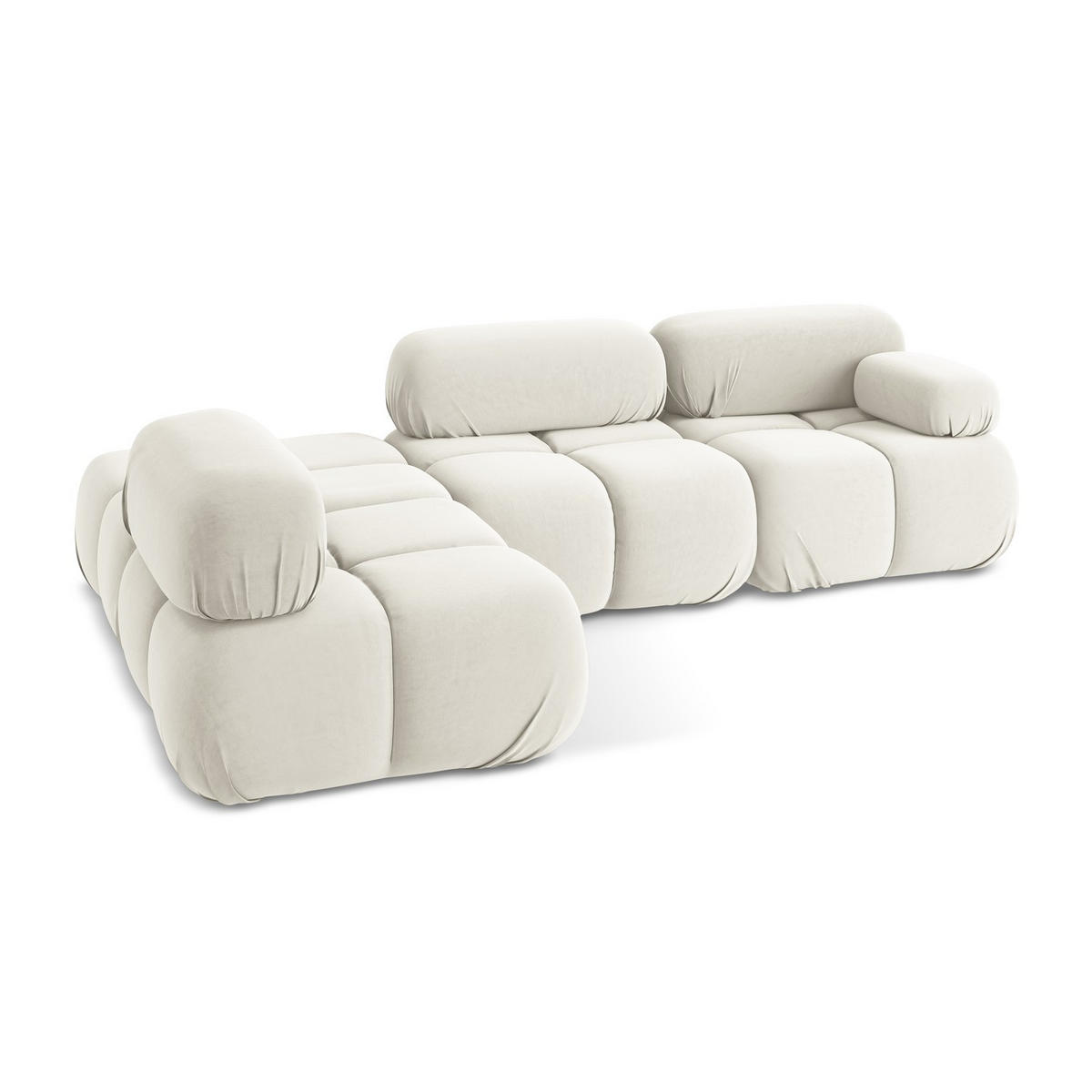 ECKSOFA Links Samt Stoff Beige - Beige/Creme, Kunststoff/Textil (190/285cm) - LaMiaSofa