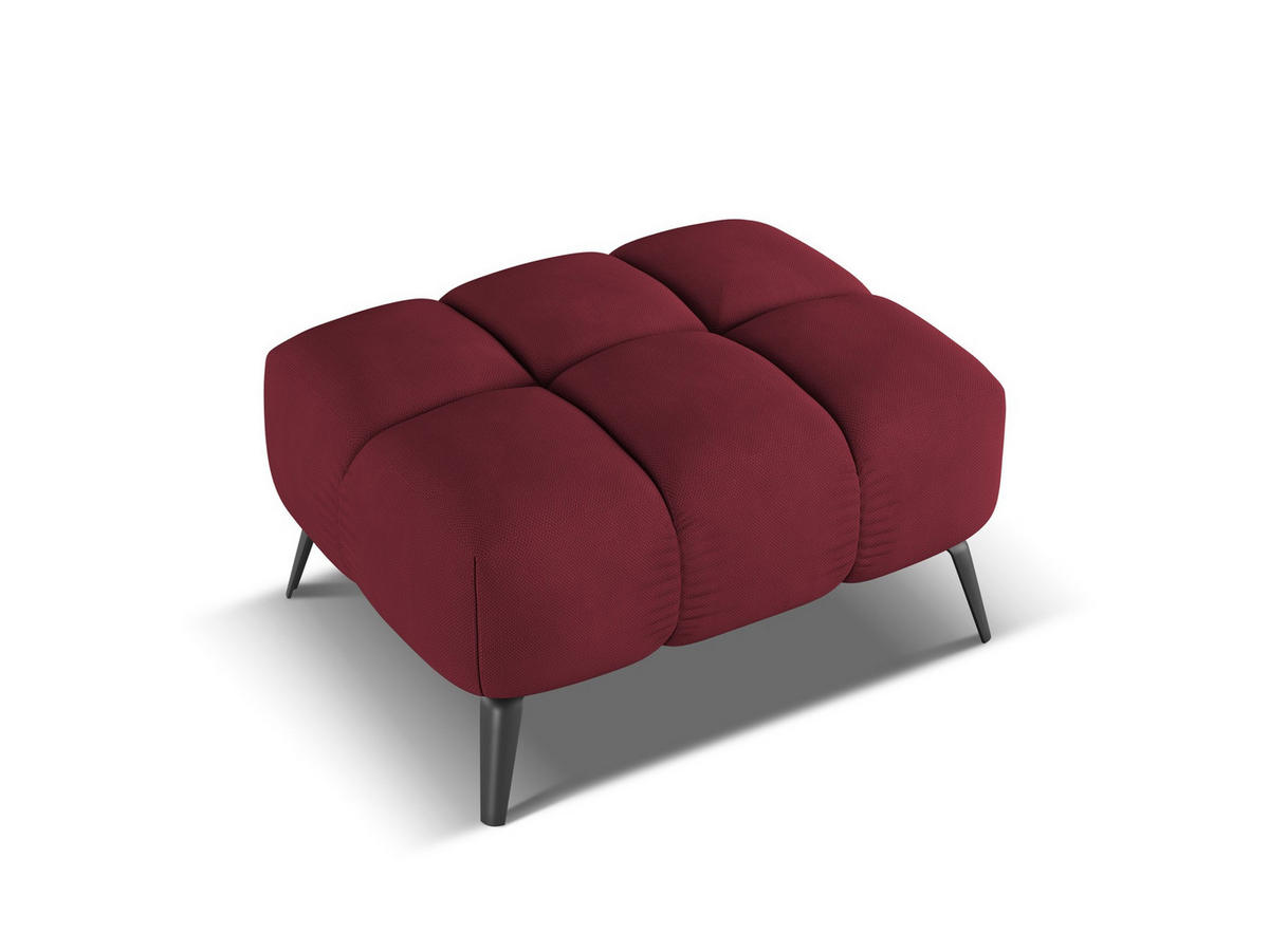 POUF Chenille Stoff Rot - Rot/Weinrot, Textil/Metall (78/41/60cm) - Makamii
