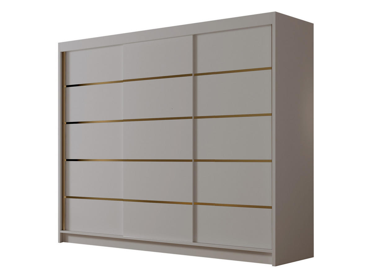 SCHIEBETÜRENSCHRANK Amber VII - Goldfarben/Naturfarben, Holzwerkstoff/Metall (250/215/58cm) - MIRJAN24