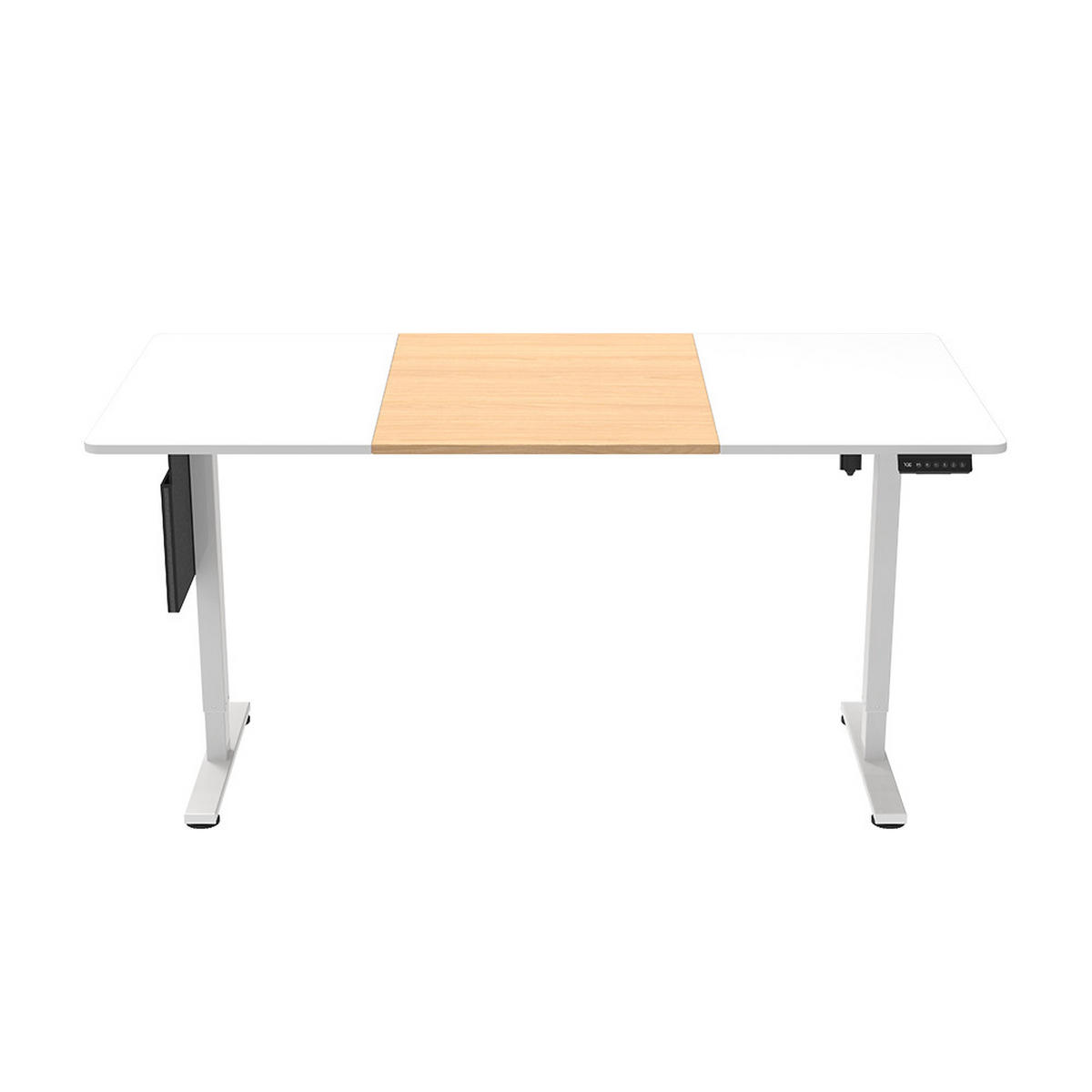 HÖHENVERSTELLBARER SCHREIBTISCH ELMO - Weiß/Holz, 120 x 60 cm / mit PC-Halterung - Weiß, Holz/Metall (60/120/2.5cm) - Home Deluxe