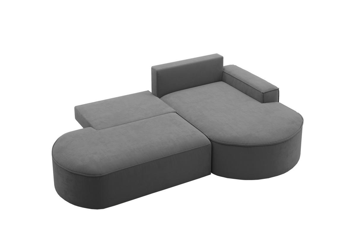 ECKSOFA mit Schlaffunktion und Bettkasten Modena Runden stoff Salvador Anthrazit Rechts - Anthrazit, Holz/Textil (278/179cm) - Kaiser Möbel