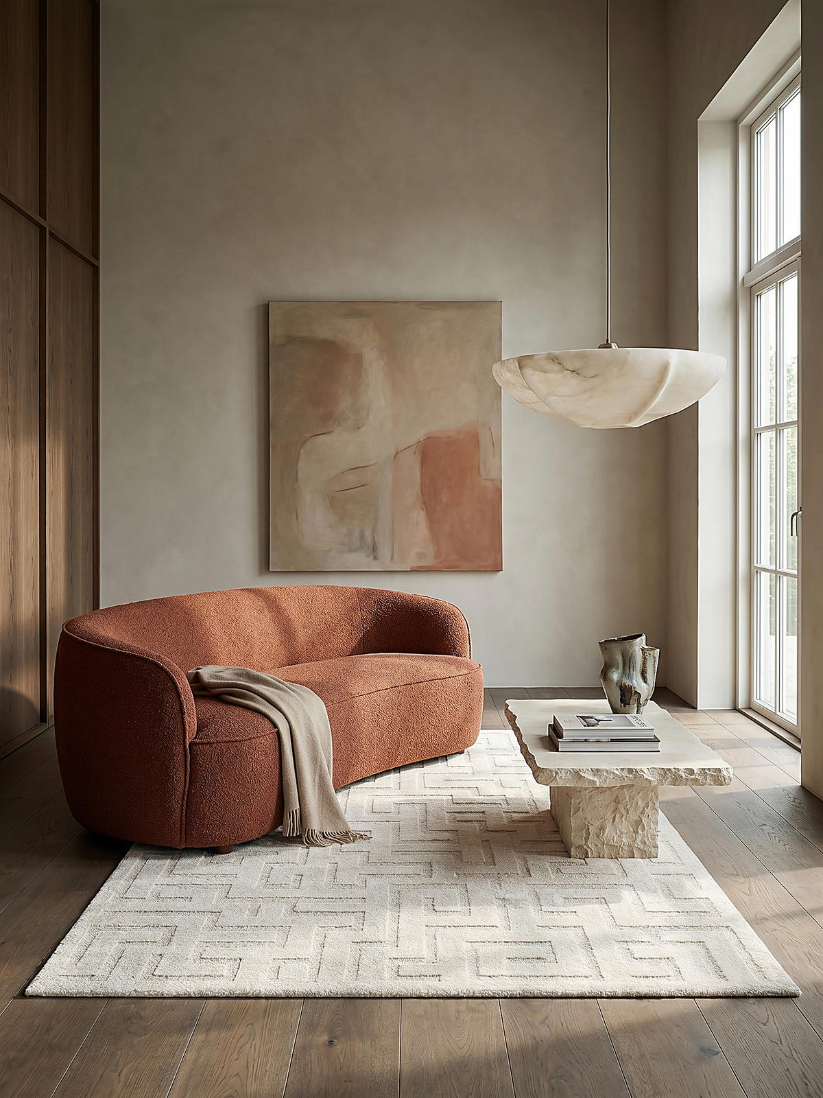 KURZFLORTEPPICH Geometrisch MUOTA Polypropylen Creme 140 x 200 cm - Beige, Textil (140/200cm) - KADIMA DESIGN