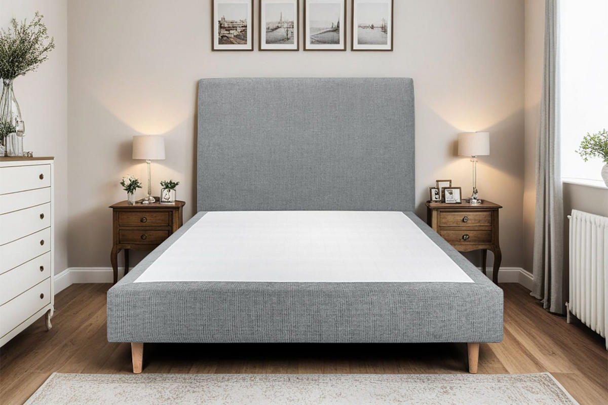 KOPFTEIL gepolstertes – Anthrazitgrauer Stoff - 140 cm - Beige/Anthrazit, Holz (140/120/10cm) - Sommeil de Plomb