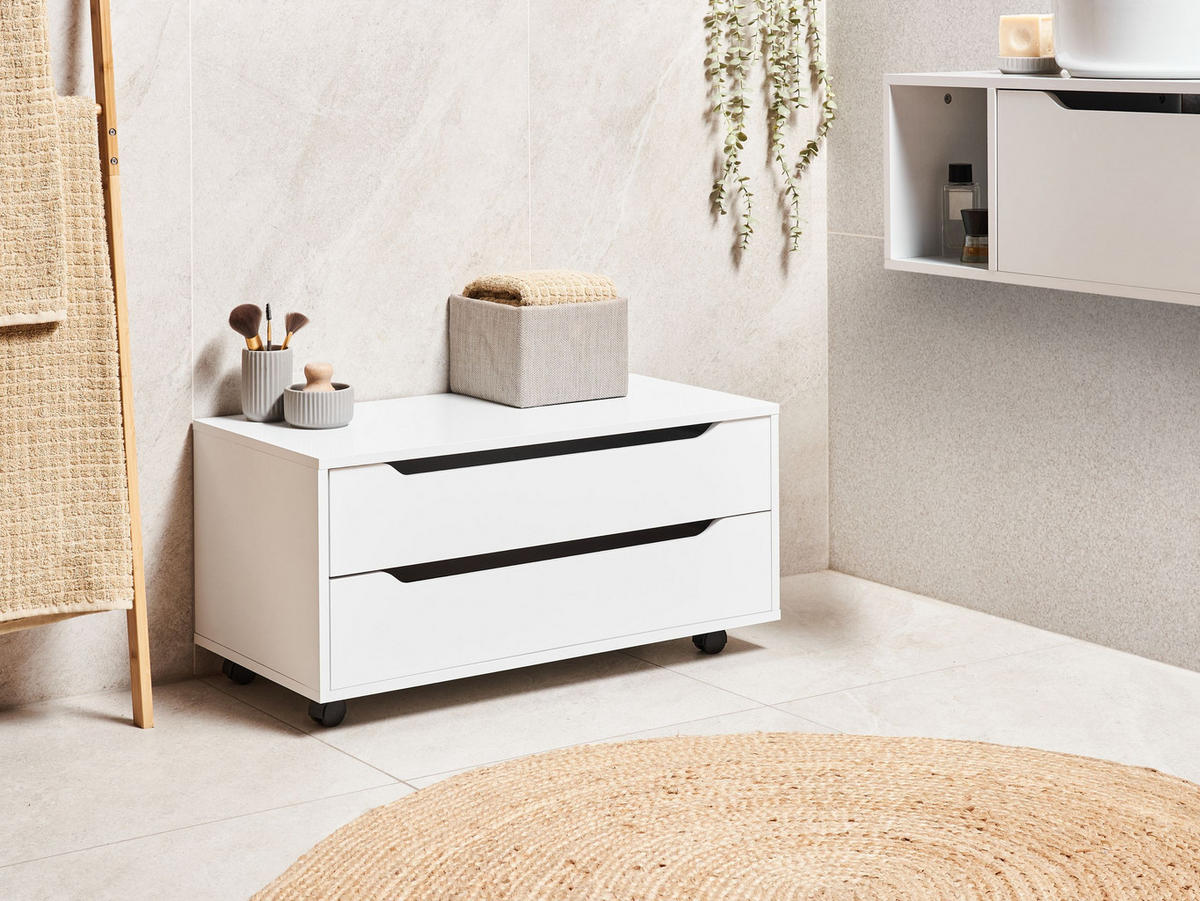 BADEZIMMERSCHRANK 80 cm Weiß Osasco - Weiß, Holzwerkstoff (80/39/39cm) - Beliani
