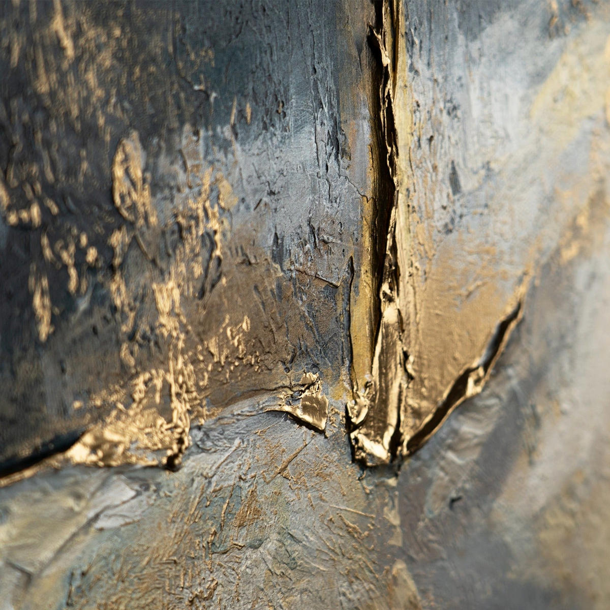 GEMÄLDE Goldene Konsonanzen Schattenfugenrahmen Schwarz 120x80 cm - Schwarz, Holz (120/80cm) - YS-art gallery