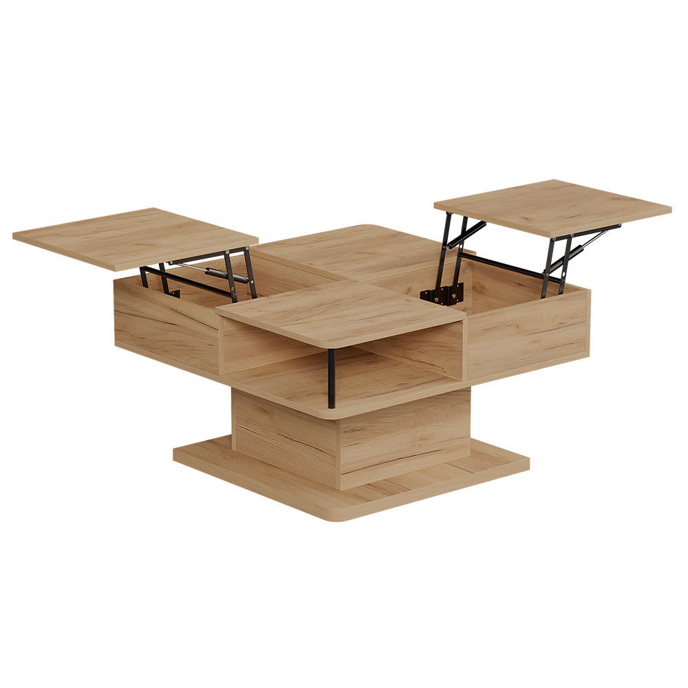 COUCHTISCH Movira Goldkraft Eiche 80 x 45 cm mit Staufächern - Honigeiche, Holzwerkstoff (45/80/80cm) - Vicco